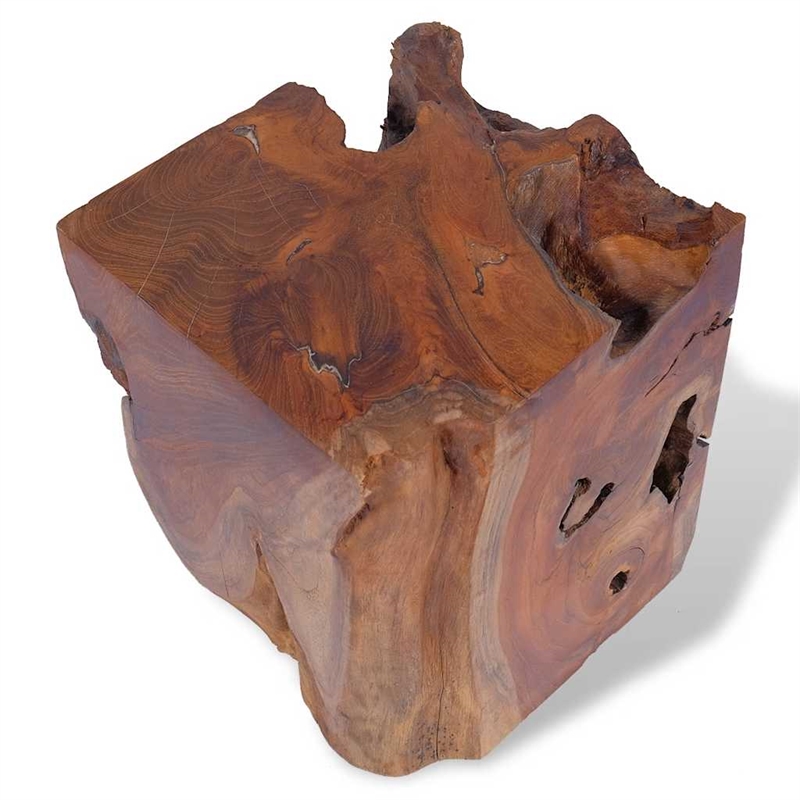 vidaXL Medium-Sized Statement Piece Solid Teak Wood Stool in Brown