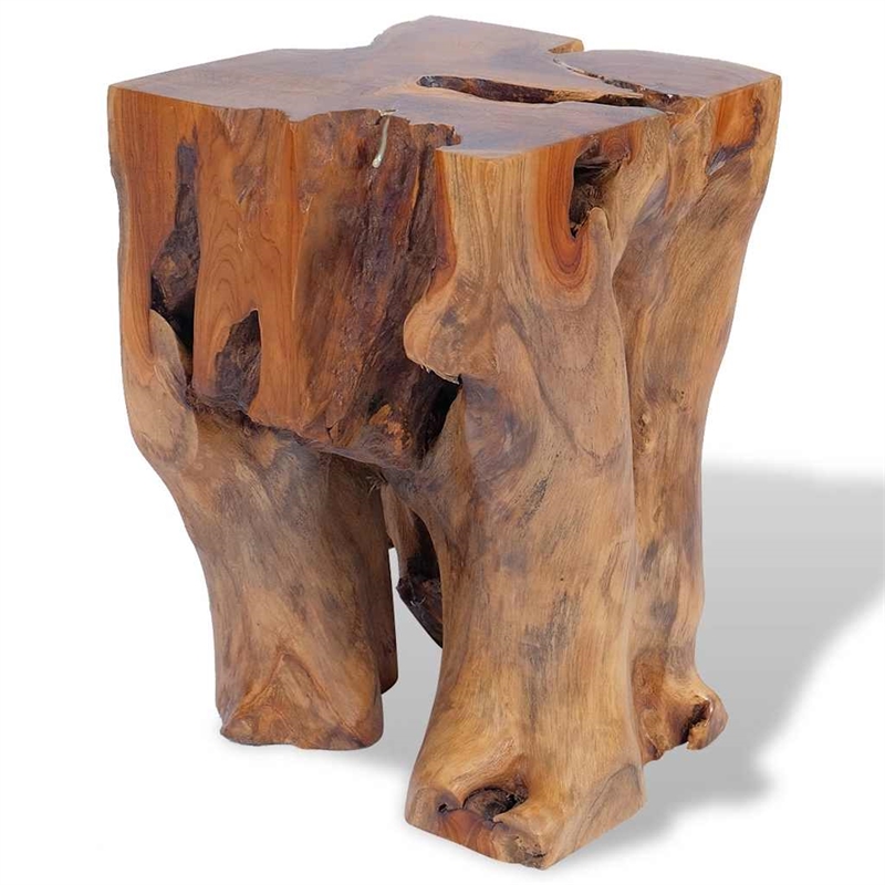vidaXL Medium-Sized Statement Piece Solid Teak Wood Stool in Brown