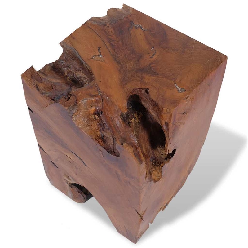 vidaXL Medium-Sized Statement Piece Solid Teak Wood Stool in Brown
