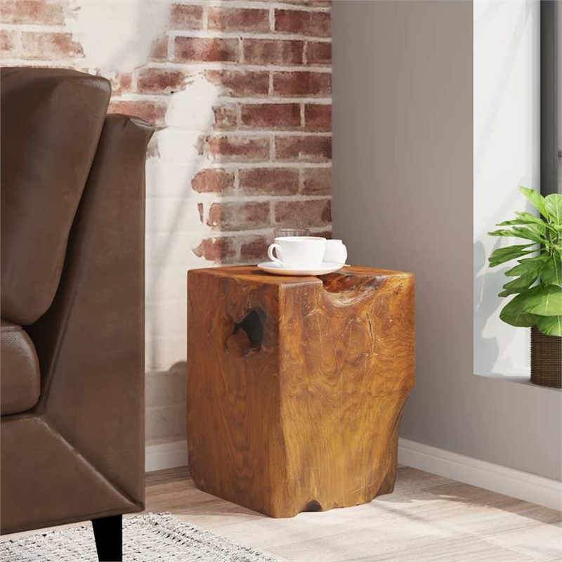 vidaXL Medium-Sized Statement Piece Solid Teak Wood Stool in Brown