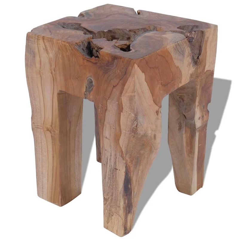 vidaXL Classic/Traditional Solid Teak Wood Square Stool in Brown