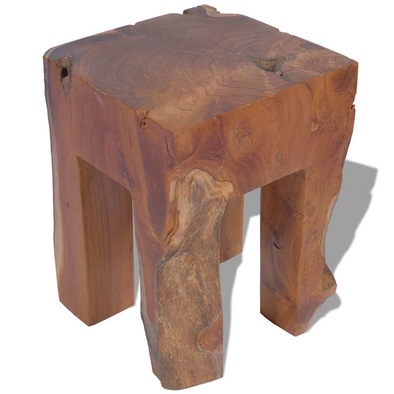 vidaXL Classic/Traditional Solid Teak Wood Square Stool in Brown