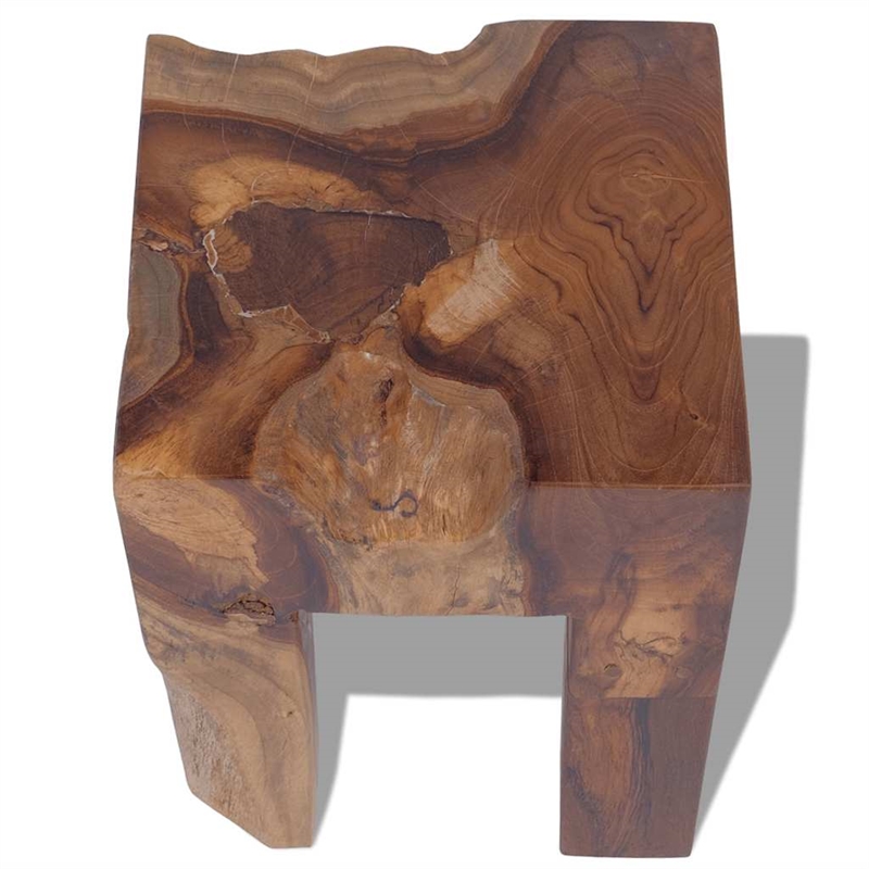 vidaXL Classic/Traditional Solid Teak Wood Square Stool in Brown
