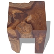 vidaXL Classic/Traditional Solid Teak Wood Square Stool in Brown