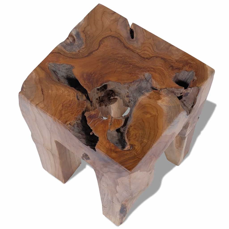 vidaXL Classic/Traditional Solid Teak Wood Square Stool in Brown
