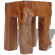 vidaXL Classic/Traditional Solid Teak Wood Square Stool in Brown