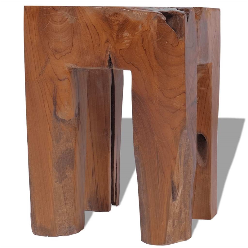 vidaXL Classic/Traditional Solid Teak Wood Square Stool in Brown