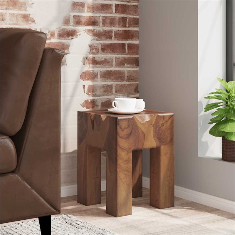 vidaXL Classic/Traditional Solid Teak Wood Square Stool in Brown