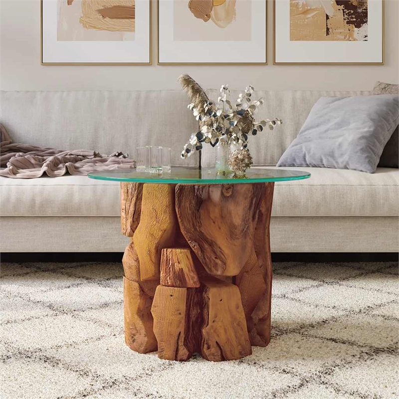 vidaXL Solid Teak Driftwood Coffee Table in Brown