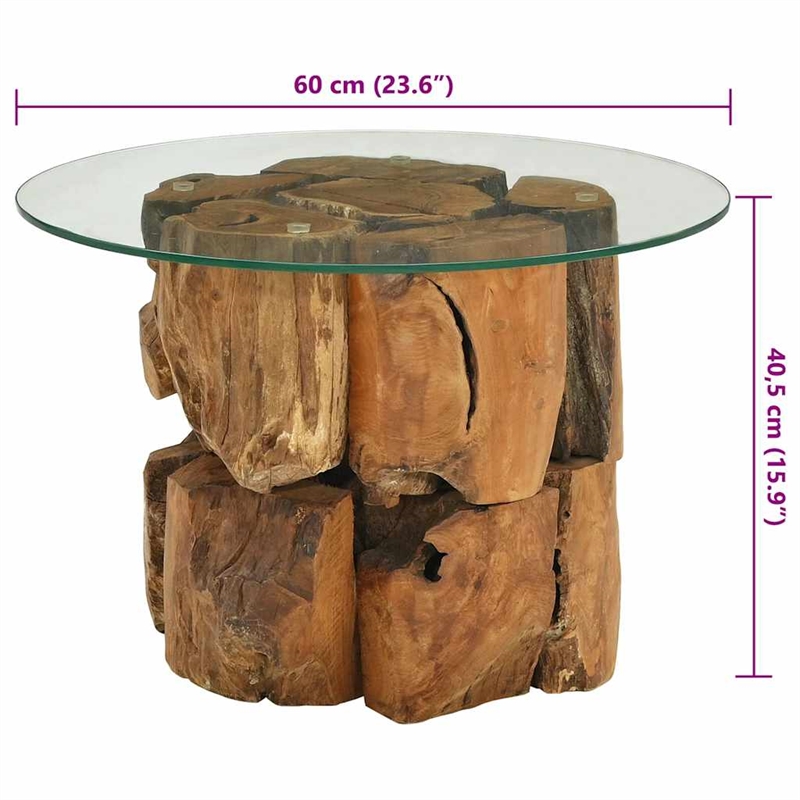 vidaXL Solid Teak Driftwood Coffee Table in Brown