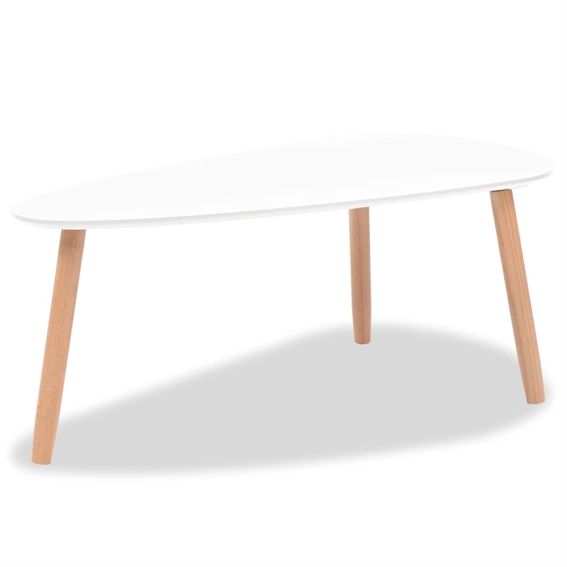 vidaXL 2 Piece MDF Solid Pinewood Coffee Table in White