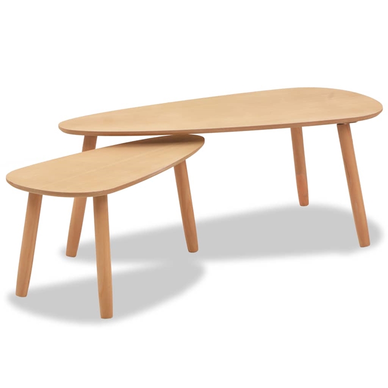 vidaXL 2 Piece MDF Solid Pinewood Coffee Table in Brown
