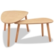 vidaXL 2 Piece MDF Solid Pinewood Coffee Table in Brown