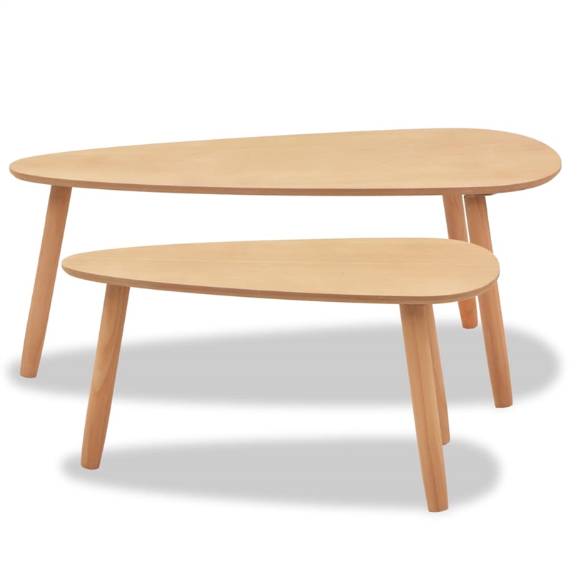 vidaXL 2 Piece MDF Solid Pinewood Coffee Table in Brown