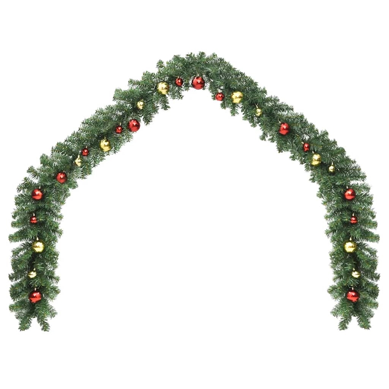 vidaXL 16.4 Ft PVC Christmas Green Gold Garland in Red