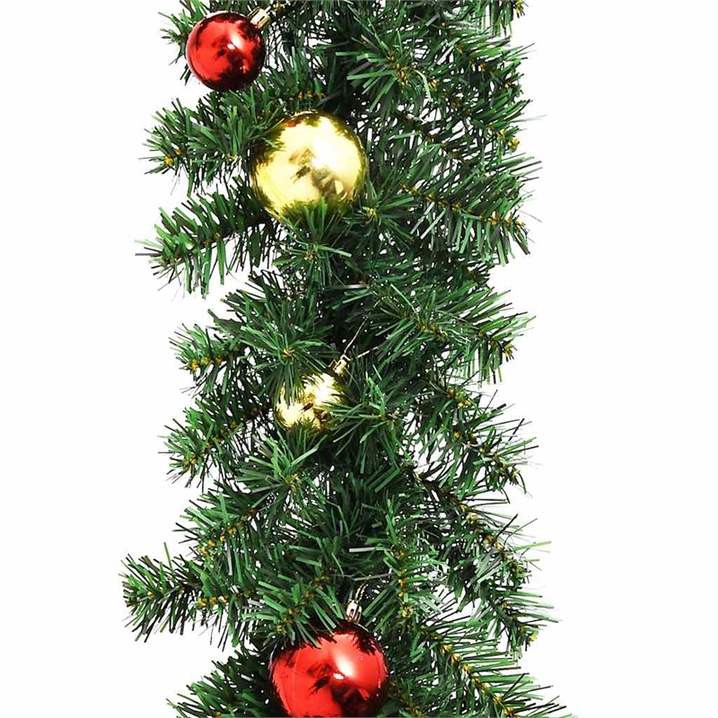 vidaXL 16.4 Ft PVC Christmas Green Gold Garland in Red