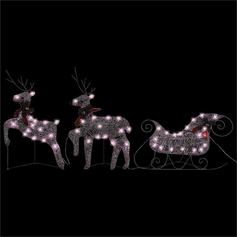 vidaXL Metal Mesh Reindeer and Sleigh Christmas Decoration in Gold