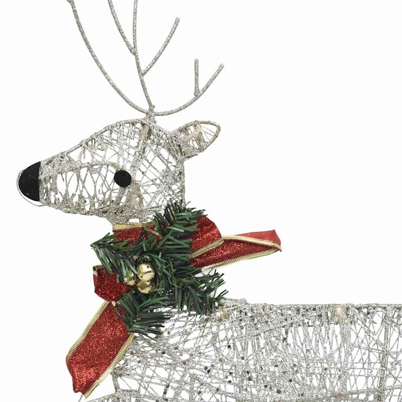 vidaXL Metal Mesh Reindeer and Sleigh Christmas Decoration in Gold