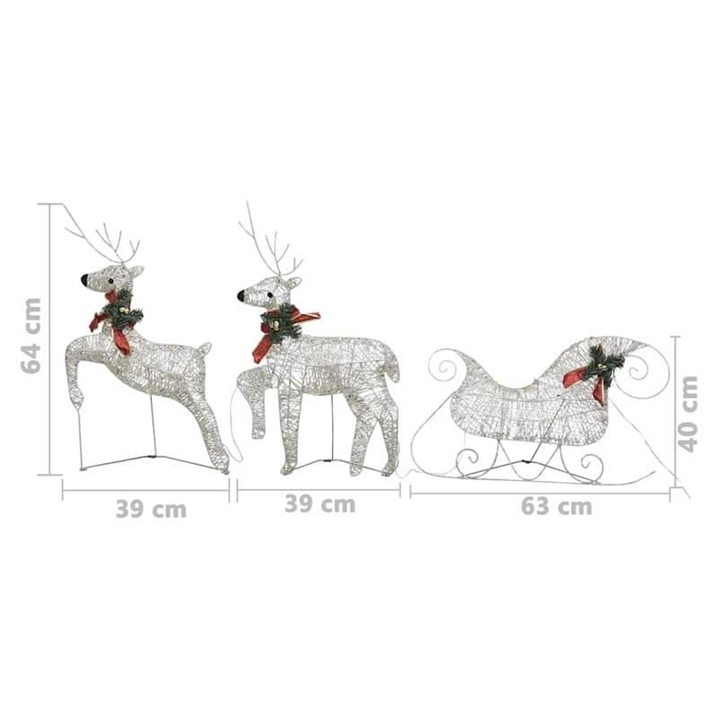 vidaXL Metal Mesh Reindeer and Sleigh Christmas Decoration in Gold