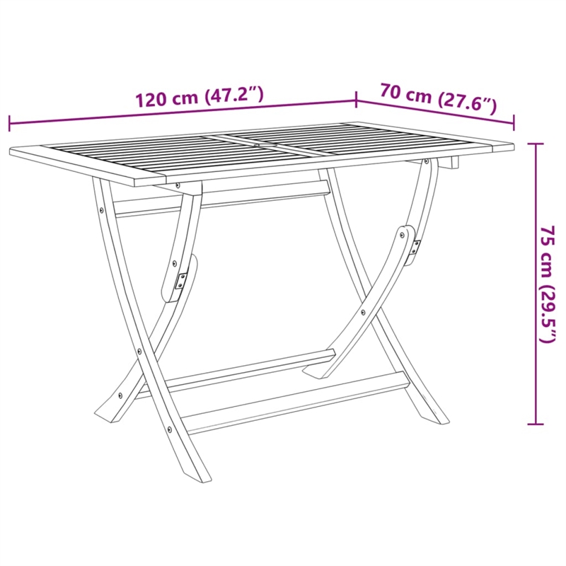 vidaXL Medium Foldable Solid Acacia Wood Garden Table in Natural