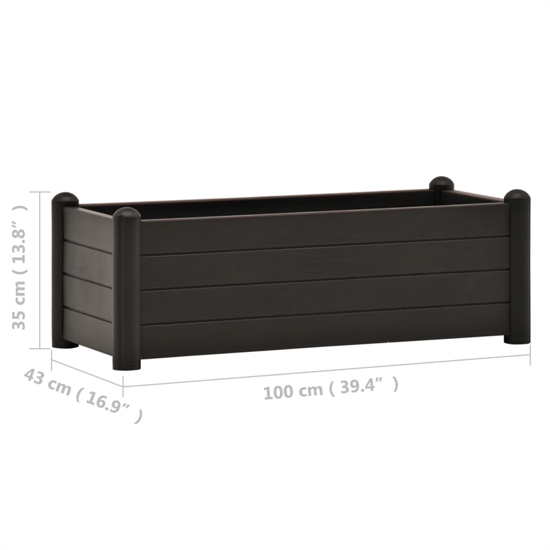 vidaXL Large UV-Resistant Polypropylene Raised Bed in Anthracite
