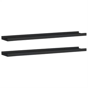 vidaXL 31.5&quot Wall Mounting Frame Ledge Shelf MDF in Black (Set of 2)