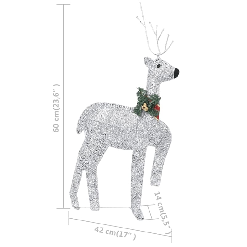 vidaXL Reindeer and Sleigh Christmas Decoration in Silver