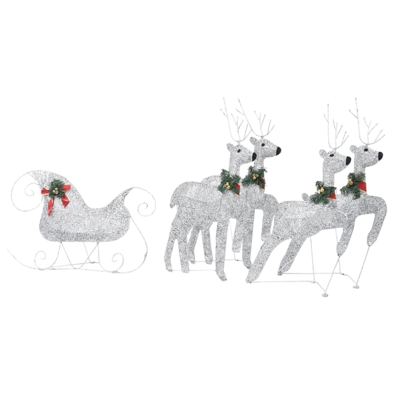 vidaXL Reindeer and Sleigh Christmas Decoration in Silver