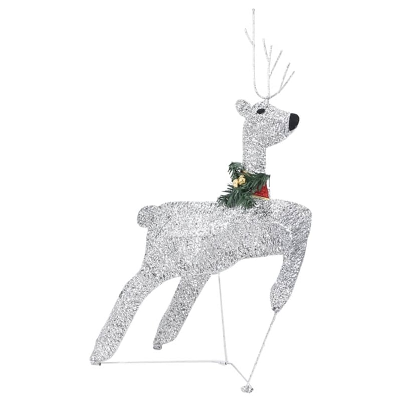 vidaXL Reindeer and Sleigh Christmas Decoration in Silver
