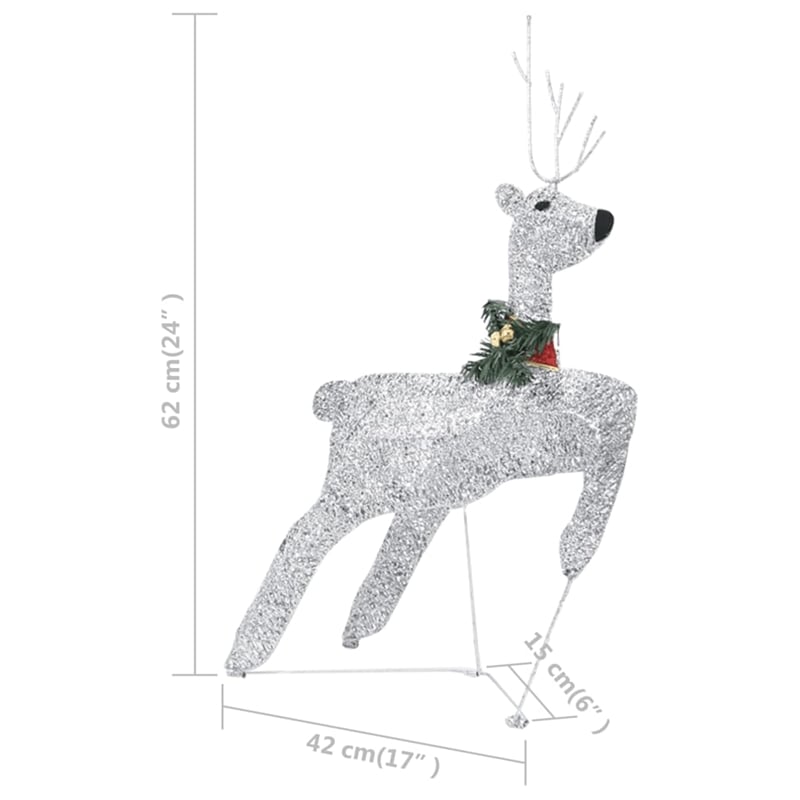 vidaXL Reindeer and Sleigh Christmas Decoration in Silver