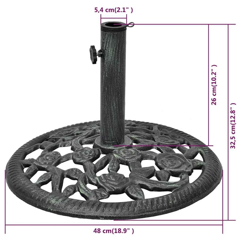 vidaXL Standard Cast Iron Umbrella Stand in Black/Green