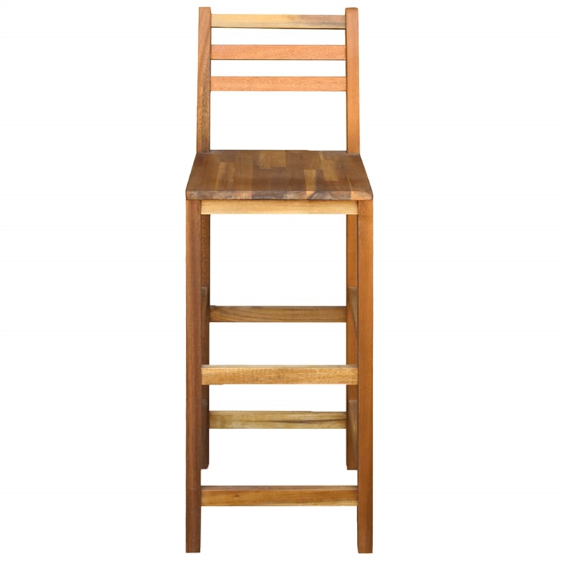 vidaXL Solid Acacia Wood Large Bar Chair Wood in Natural (Set of 2)