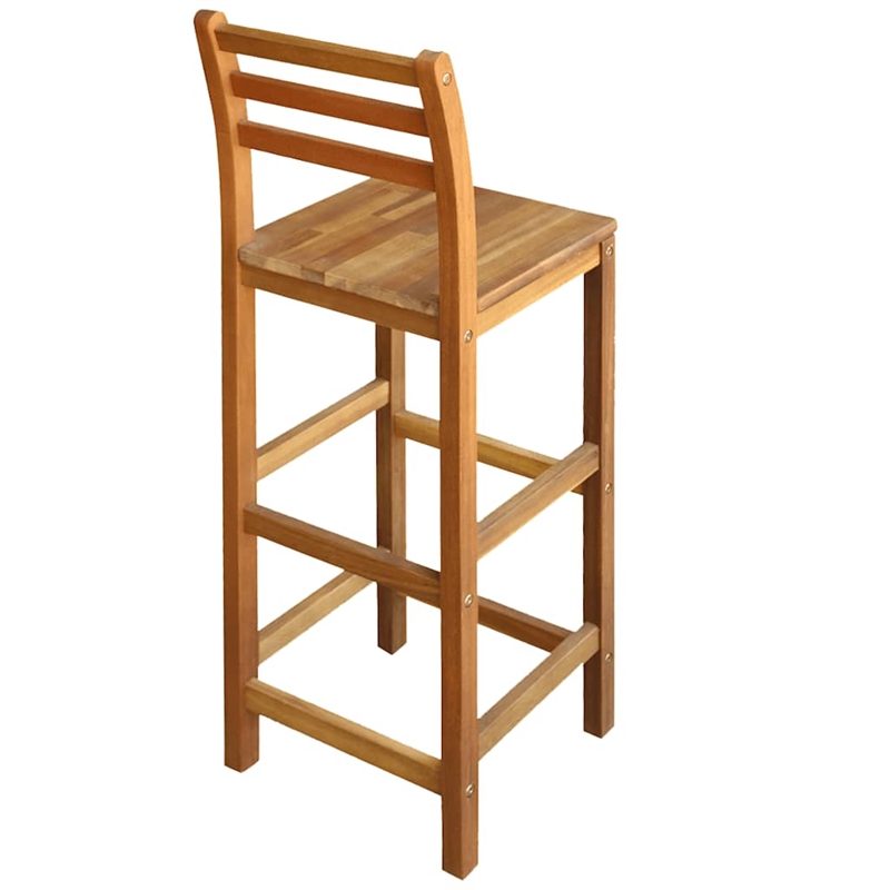 vidaXL Solid Acacia Wood Large Bar Chair Wood in Natural (Set of 2)