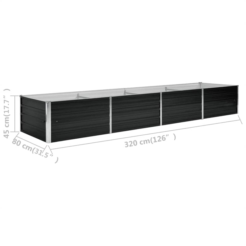 vidaXL Large Durable Galvanized Steel Raised Bed in Anthracite