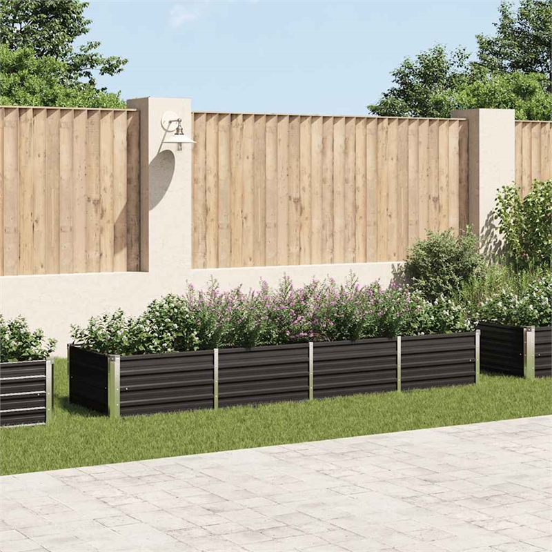 vidaXL Large Durable Galvanized Steel Raised Bed in Anthracite