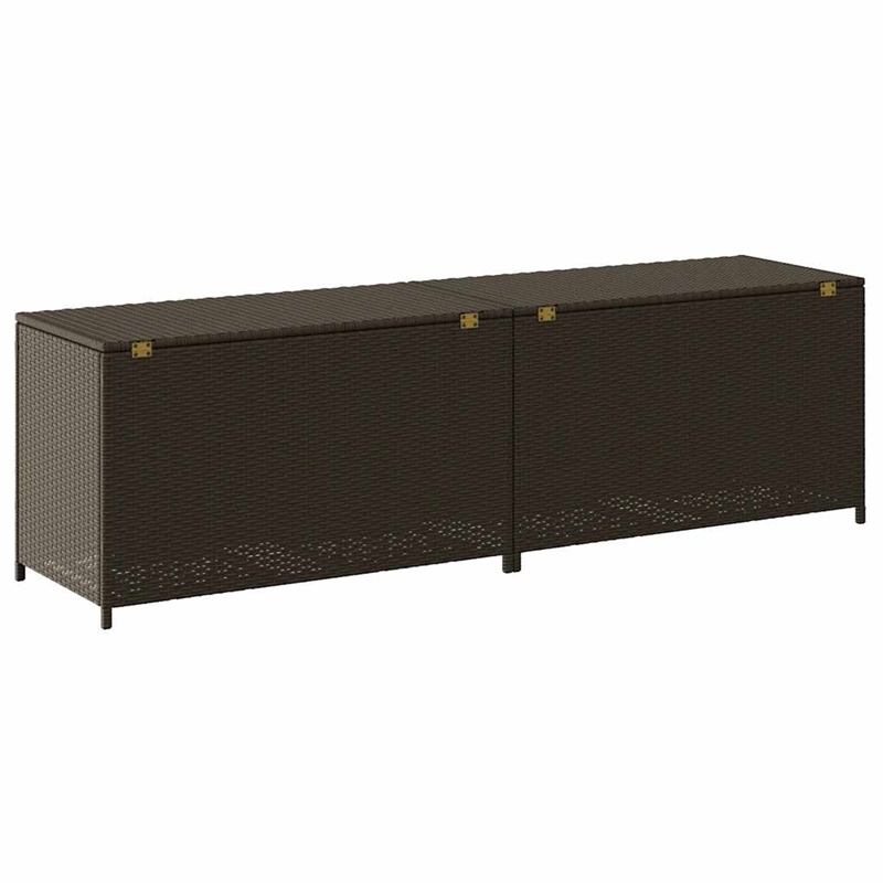 vidaXL Poly Rattan and Powder-Coated Steel Storage Chest in Brown