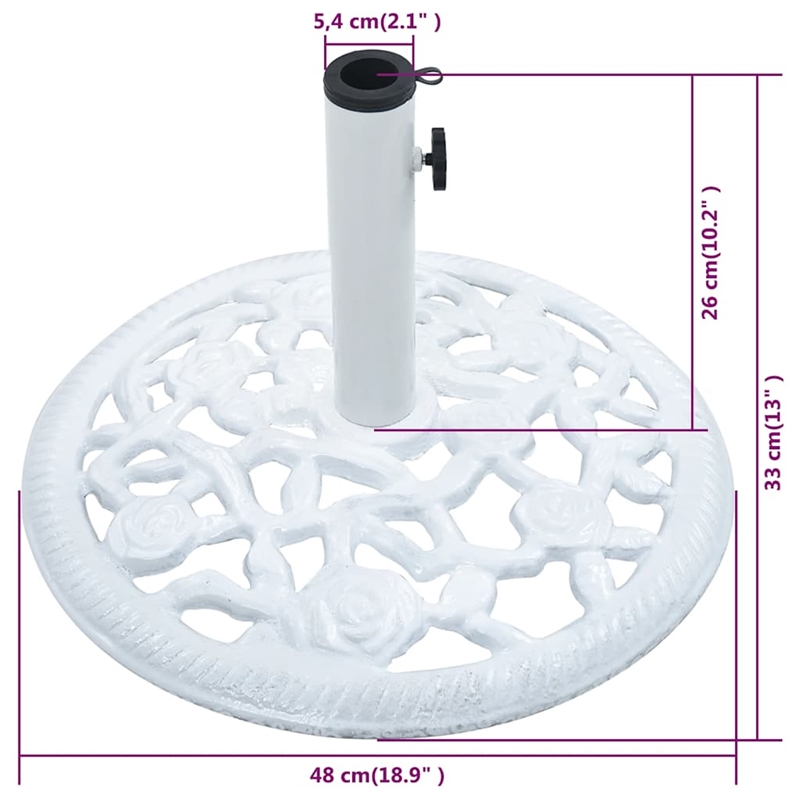 vidaXL Cast Iron Decorative Inlays Umbrella Base in White