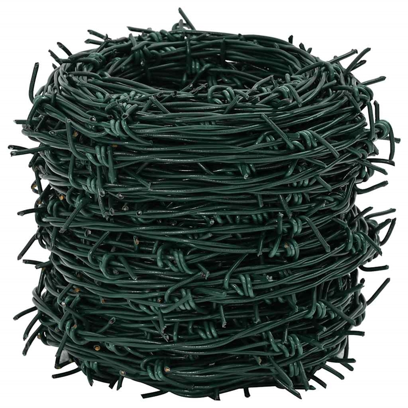 vidaXL 328.1ft Barbed Entanglement Wire Roll in Green