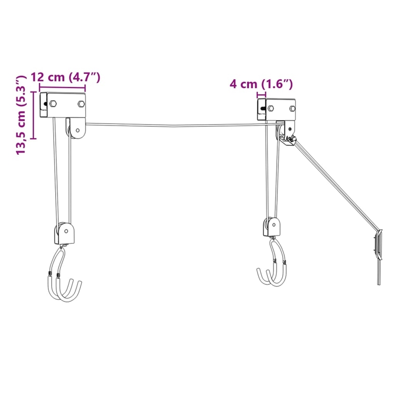 vidaXL Bike Hoist with Ceiling Mount in Black