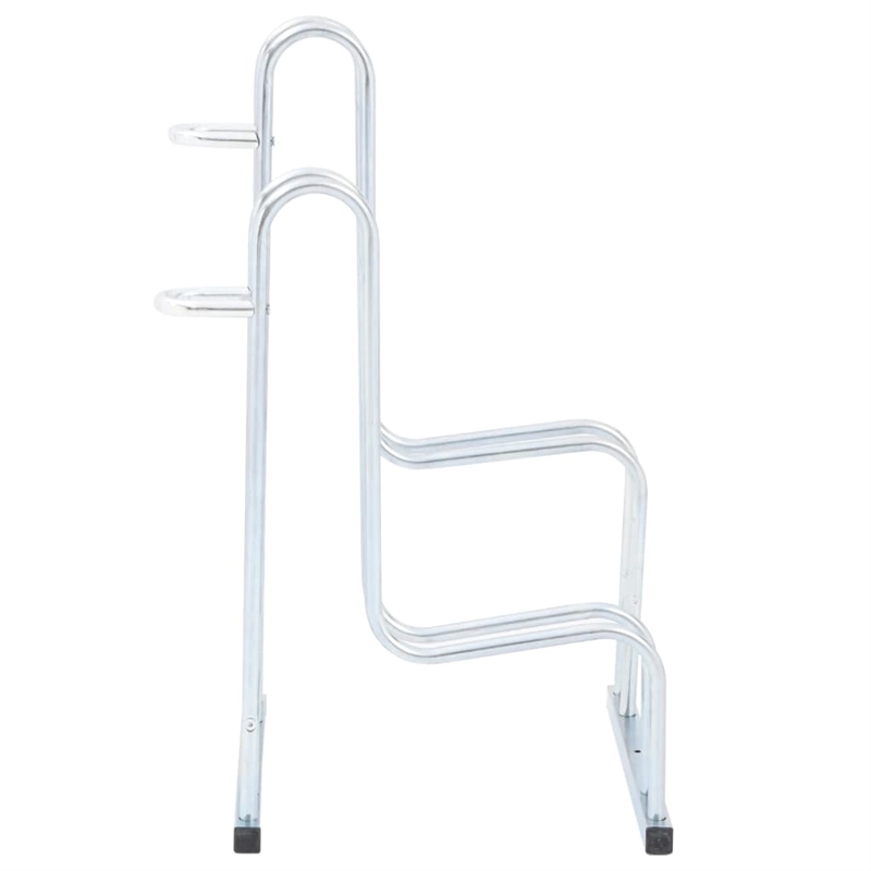 vidaXL 2 Bikes Floor Freestanding Galvanized Steel Bicycle Stand in Silver