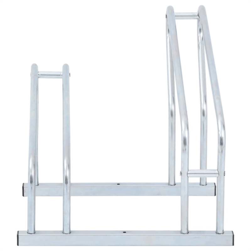 vidaXL 2 Bikes Floor Freestanding Galvanized Steel Bicycle Stand in Silver