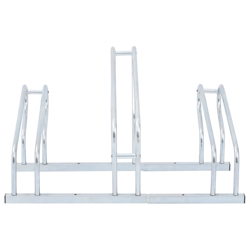 vidaXL 3 Bikes Floor Freestanding Galvanized Steel Bicycle Stand in Silver