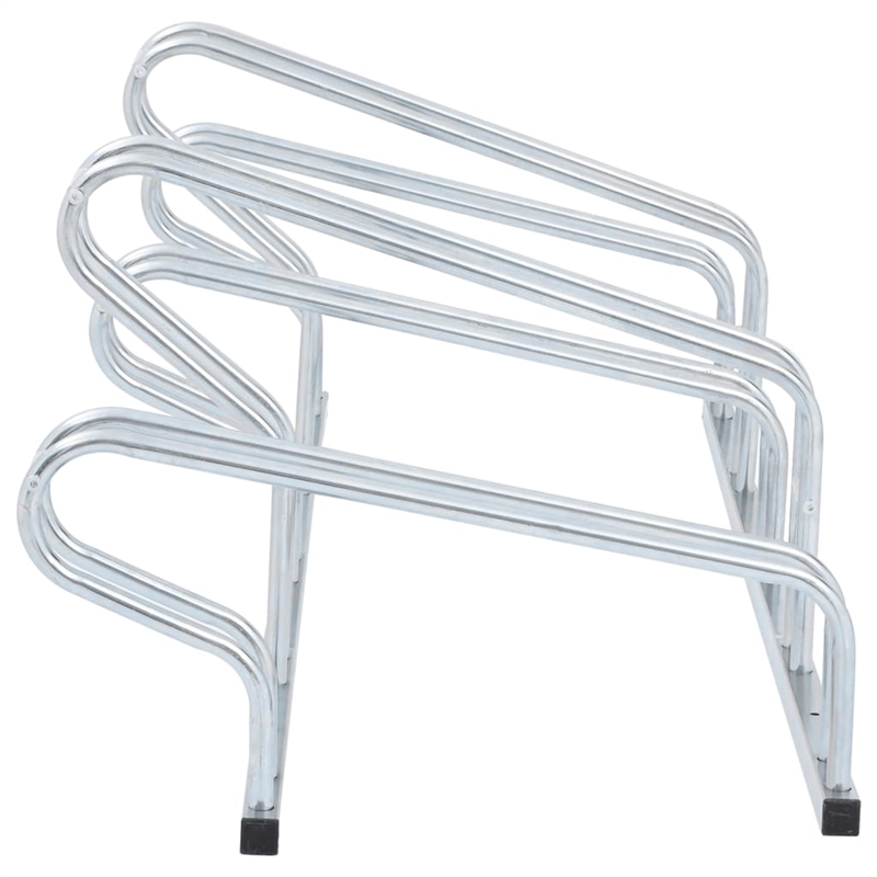 vidaXL 5 Bikes Floor Freestanding Galvanized Steel Bicycle Stand in Silver