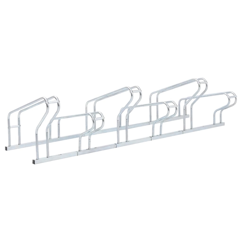 vidaXL 6 Bikes Floor Freestanding Galvanized Steel Bicycle Stand in Silver