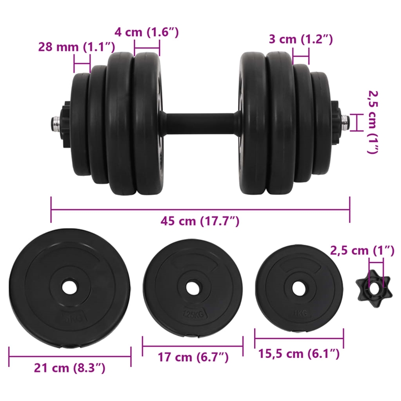 vidaXL Dumbbells in Black (Set of 2)