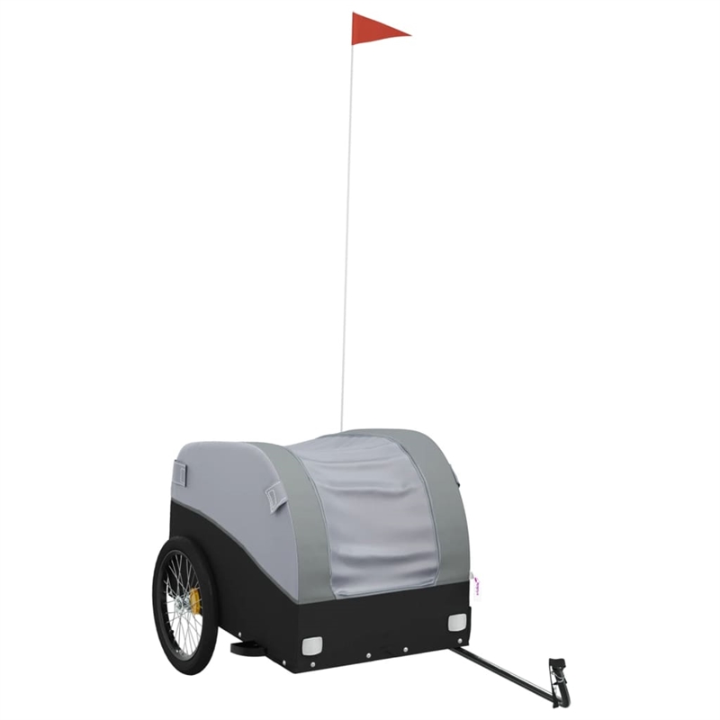 vidaXL 99.2 lb Iron Bike Trailer in Black and Gray