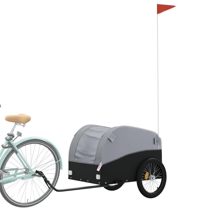 vidaXL 99.2 lb Iron Bike Trailer in Black and Gray