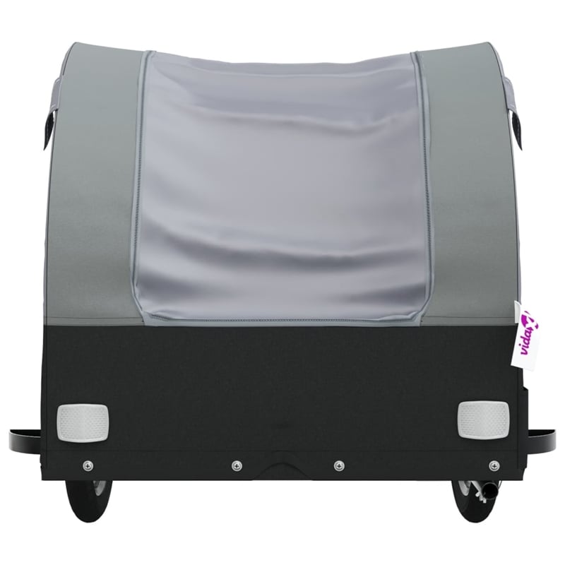 vidaXL 99.2 lb Iron Bike Trailer in Black and Gray