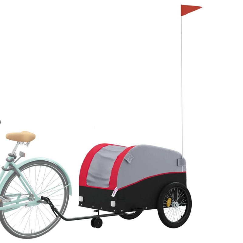 vidaXL 99.2 lb Iron Bike Trailer in Black and Red