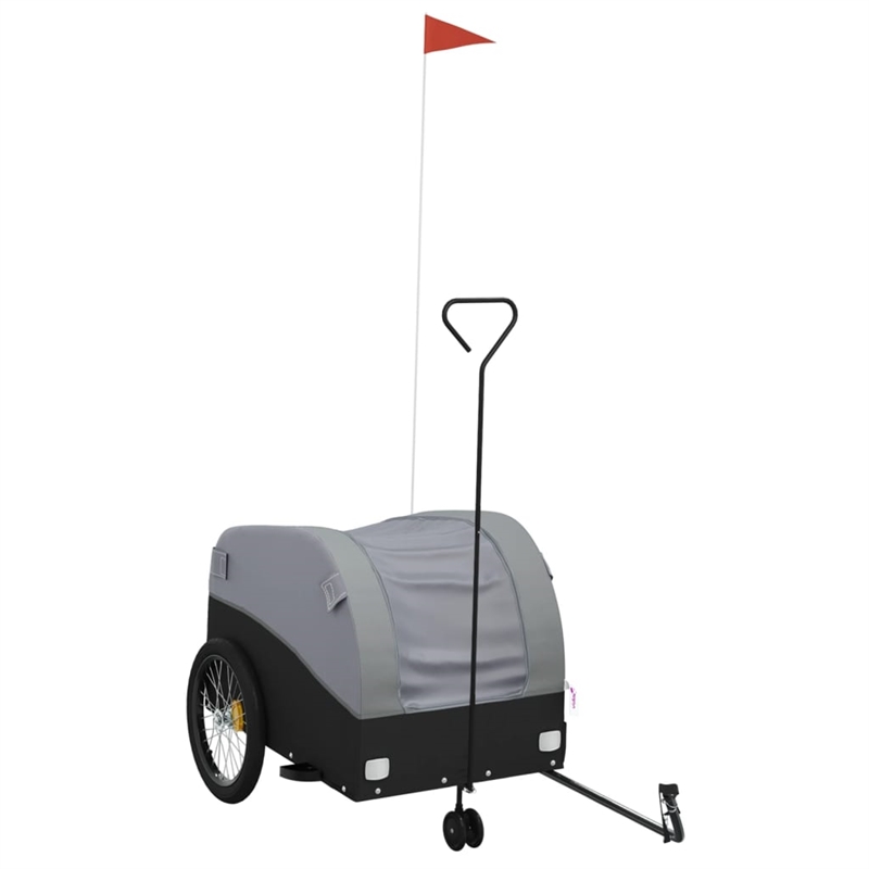 vidaXL 99.2 lb Iron Bike Trailer in Black and Gray